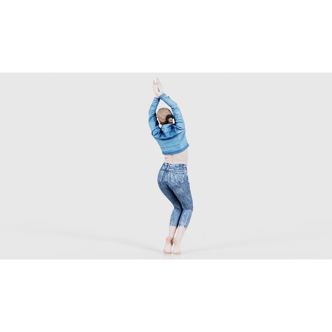 Woman in Jeans 3D Model – Low Poly Character Asset, FBX, Blender - View 23