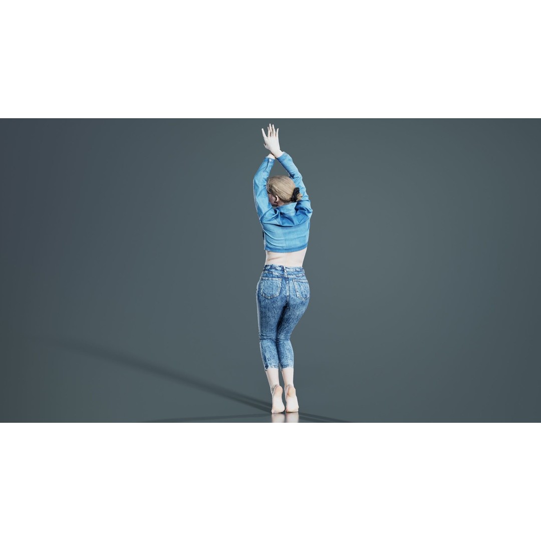 Woman in Jeans 3D Model – Low Poly Character Asset, FBX, Blender - View 3