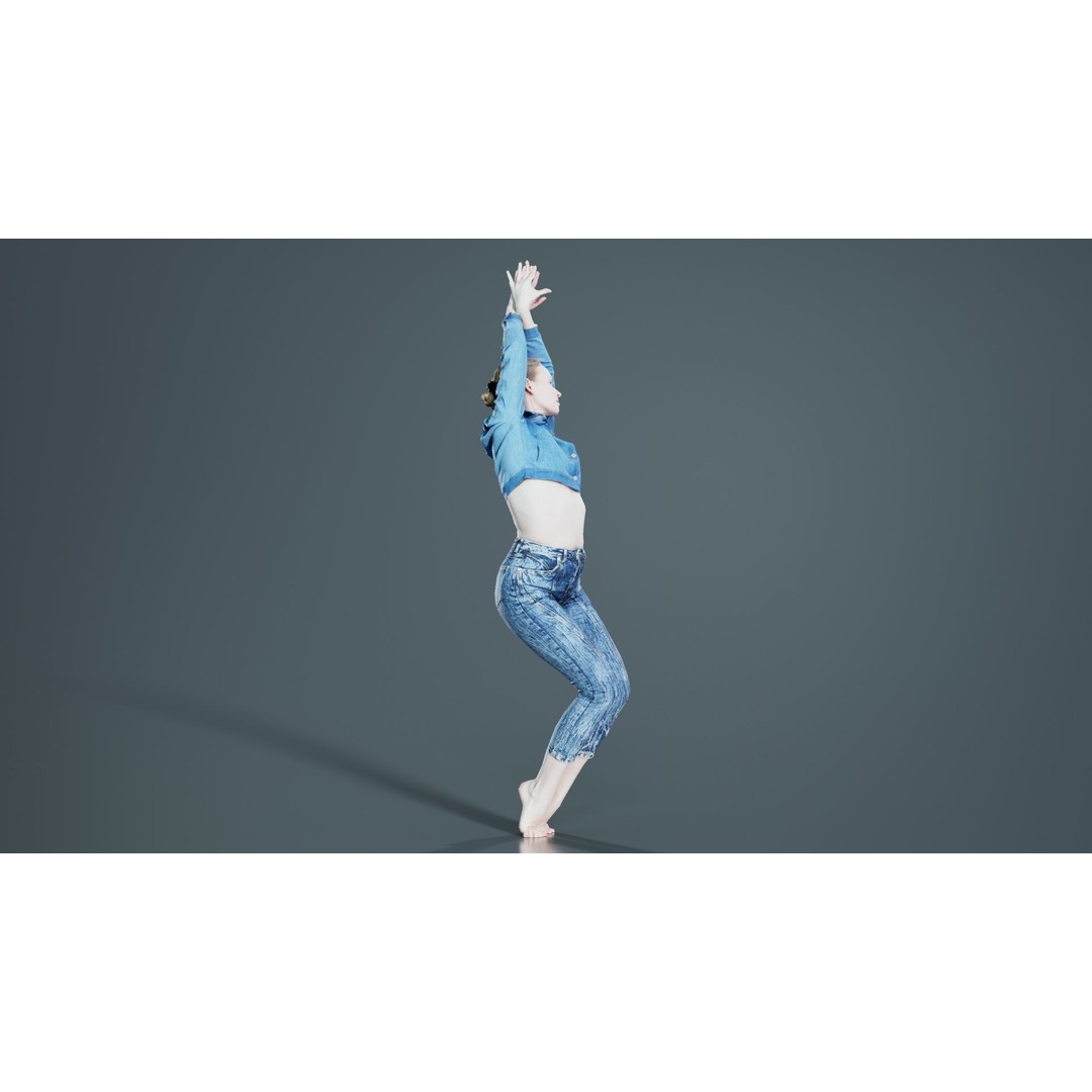 Woman in Jeans 3D Model – Low Poly Character Asset, FBX, Blender - View 4