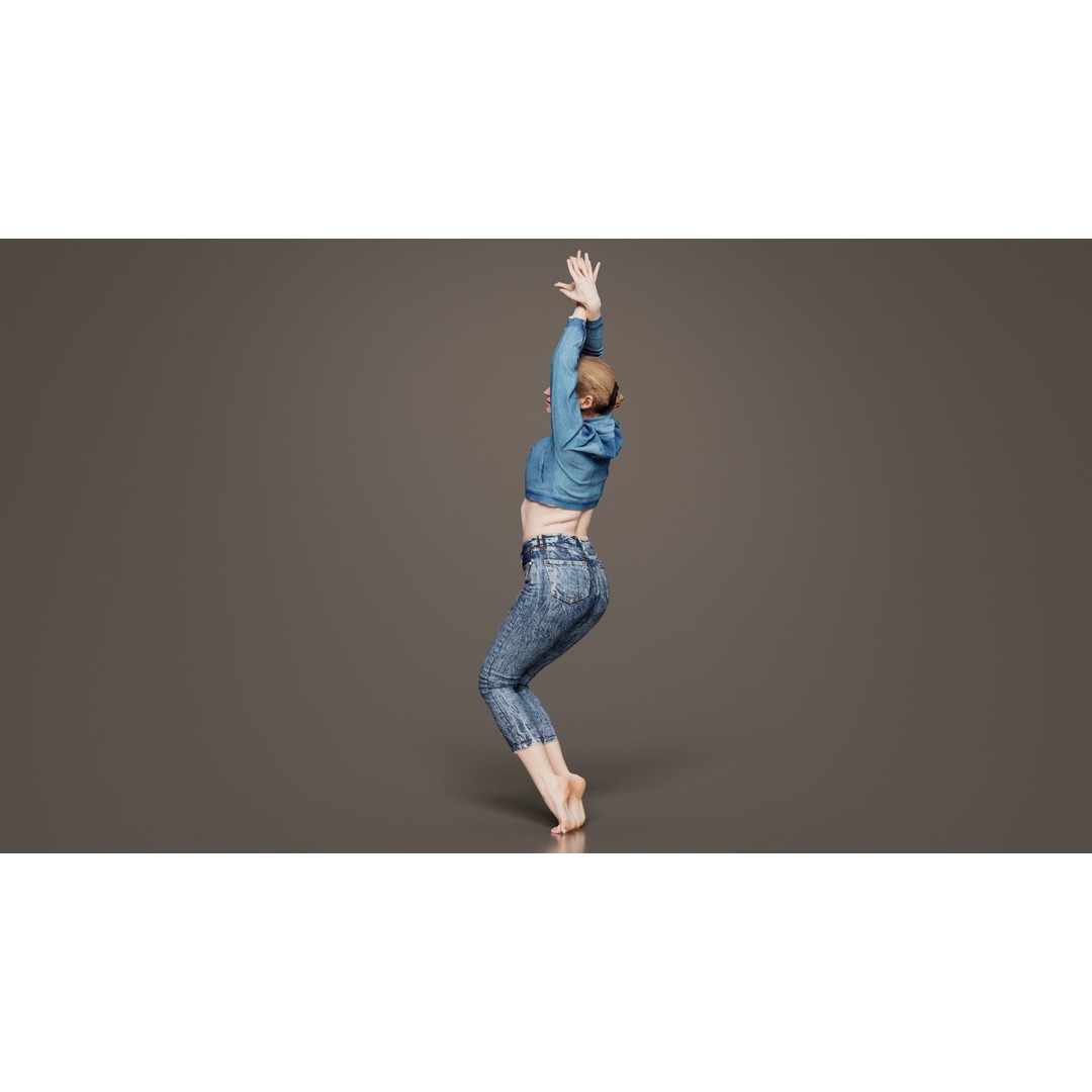 Woman in Jeans 3D Model – Low Poly Character Asset, FBX, Blender - View 6