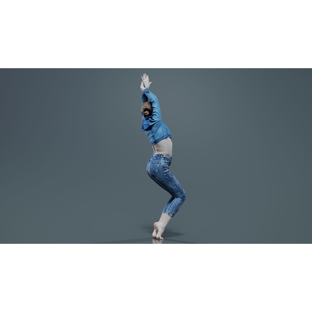 Woman in Jeans 3D Model – Low Poly Character Asset, FBX, Blender - View 9