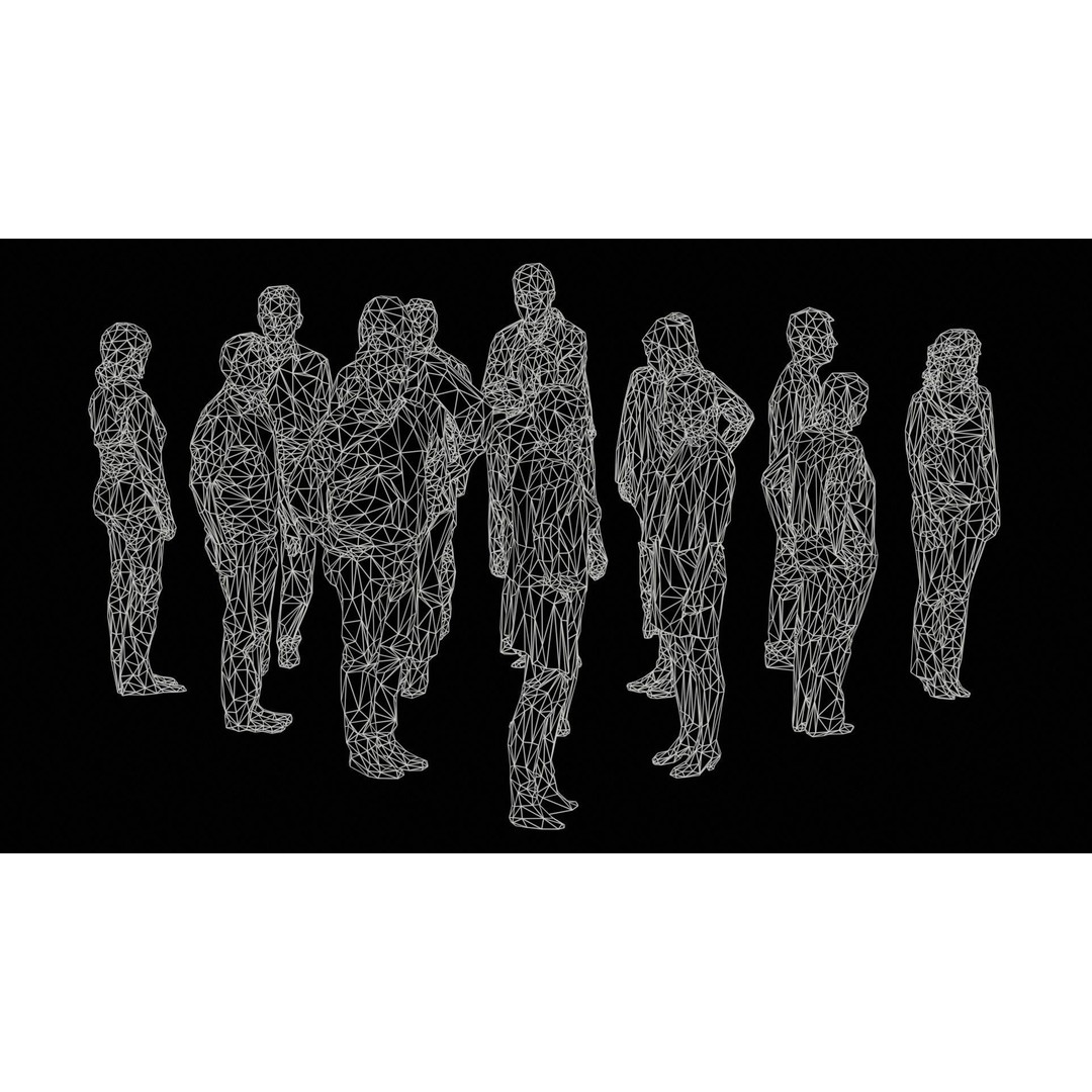 Low Poly Persons 3D Model – Group Figurines, FBX, Game Asset - View 13