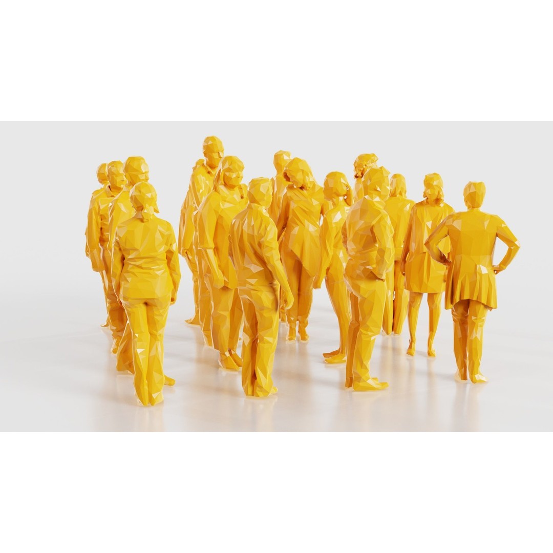 Low Poly Persons 3D Model – Group Figurines, FBX, Game Asset - View 18