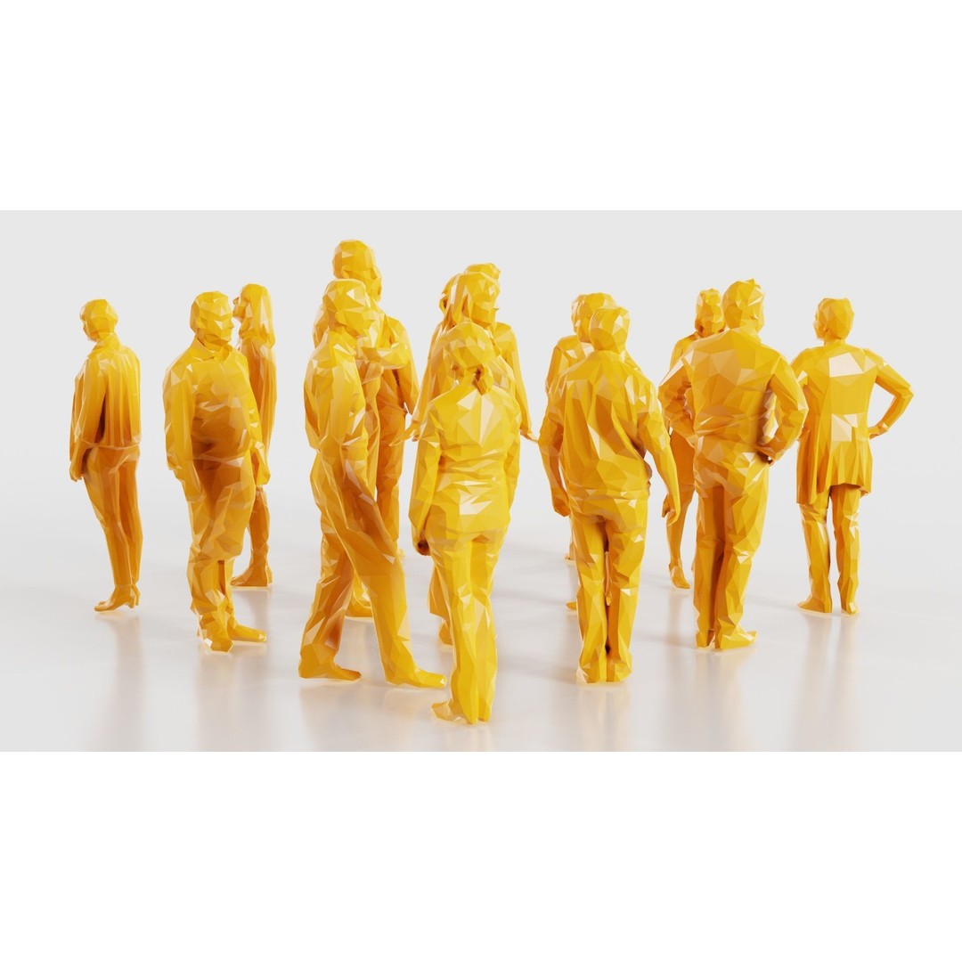 Low Poly Persons 3D Model – Group Figurines, FBX, Game Asset - View 19