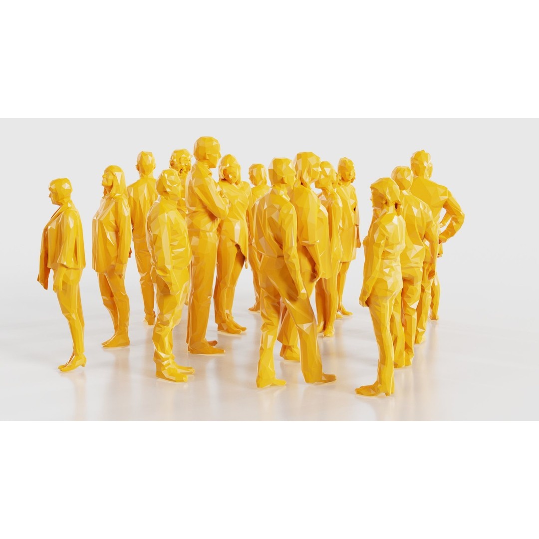 Low Poly Persons 3D Model – Group Figurines, FBX, Game Asset - View 20