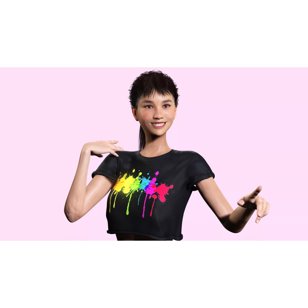 Realistic Young Japanese Woman 3D Model – Rigged Low-Poly Game Asset, FBX, Blender - View 10