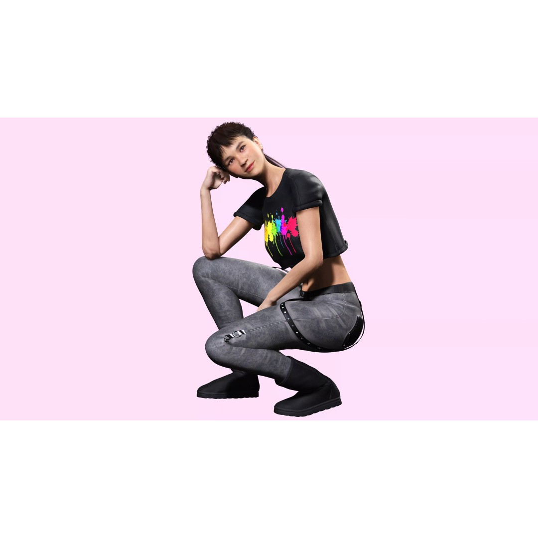 Realistic Young Japanese Woman 3D Model – Rigged Low-Poly Game Asset, FBX, Blender - View 12