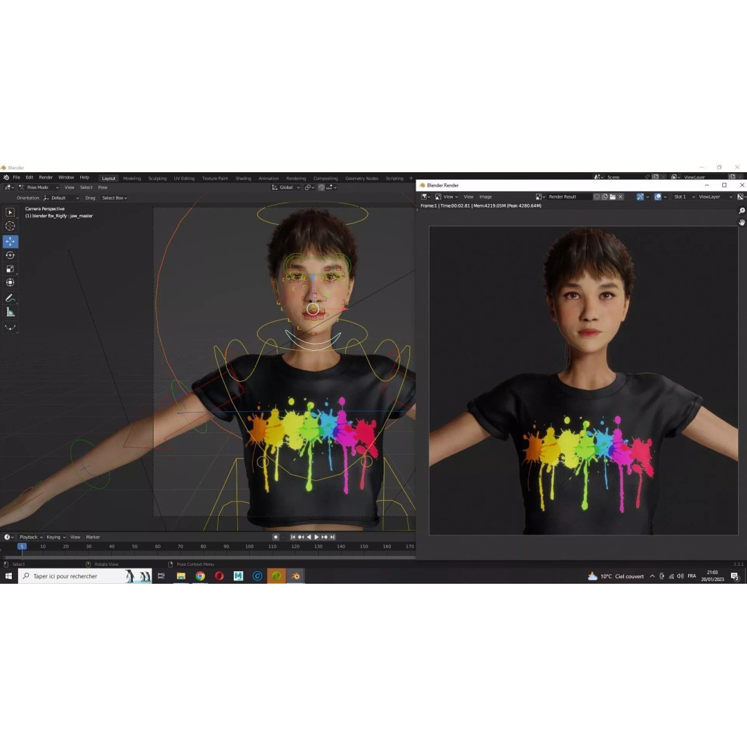 Realistic Young Japanese Woman 3D Model – Rigged Low-Poly Game Asset, FBX, Blender - View 25