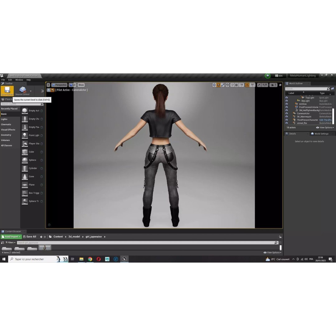 Realistic Young Japanese Woman 3D Model – Rigged Low-Poly Game Asset, FBX, Blender - View 30