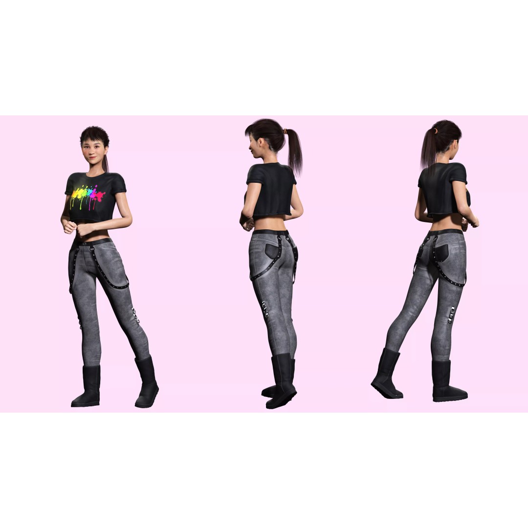 Realistic Young Japanese Woman 3D Model – Rigged Low-Poly Game Asset, FBX, Blender - View 4