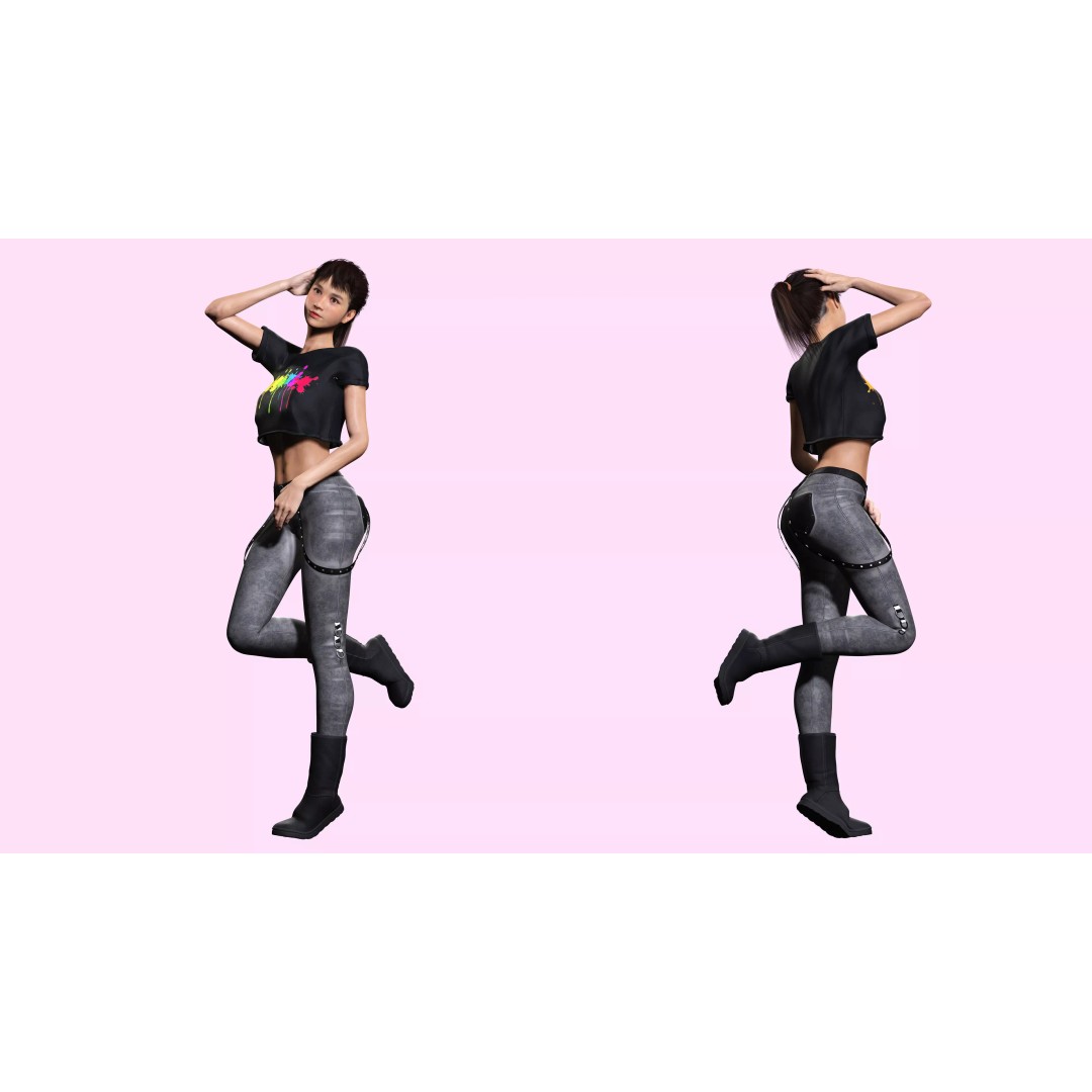 Realistic Young Japanese Woman 3D Model – Rigged Low-Poly Game Asset, FBX, Blender - View 5
