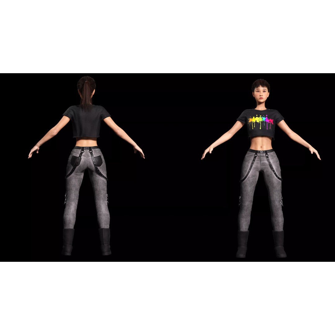Realistic Young Japanese Woman 3D Model – Rigged Low-Poly Game Asset, FBX, Blender - View 6