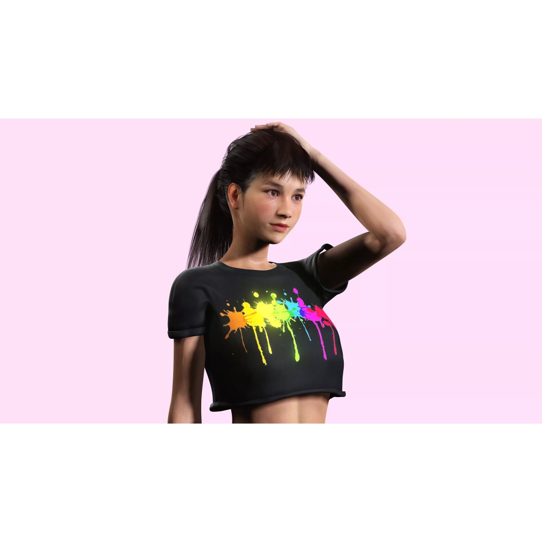 Realistic Young Japanese Woman 3D Model – Rigged Low-Poly Game Asset, FBX, Blender - View 8