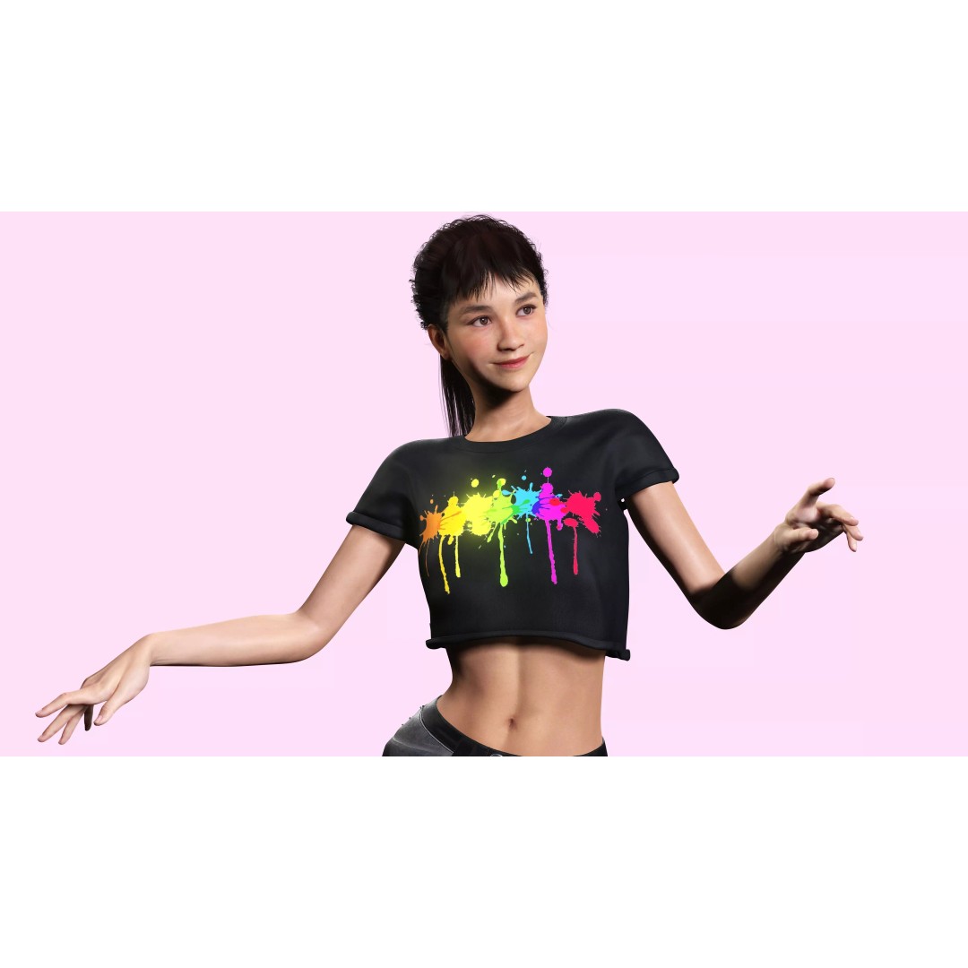 Realistic Young Japanese Woman 3D Model – Rigged Low-Poly Game Asset, FBX, Blender - View 9