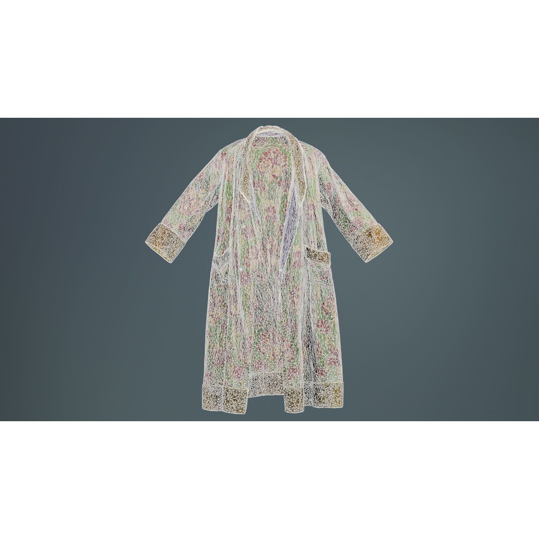Historic Floral Robe 3D Model – Low Poly Game Asset, FBX, PBR - View 11
