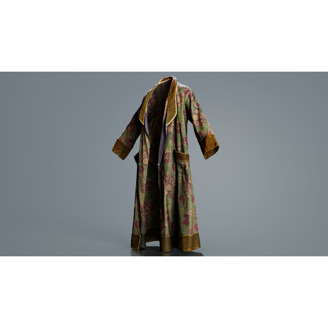 Historic Floral Robe 3D Model – Low Poly Game Asset, FBX, PBR - View 3