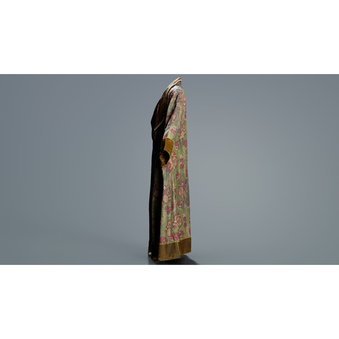 Historic Floral Robe 3D Model – Low Poly Game Asset, FBX, PBR - View 9