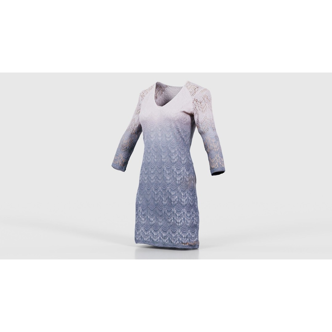 Gradient Pattern Knit Dress 3D Model – Low Poly Game Asset, FBX