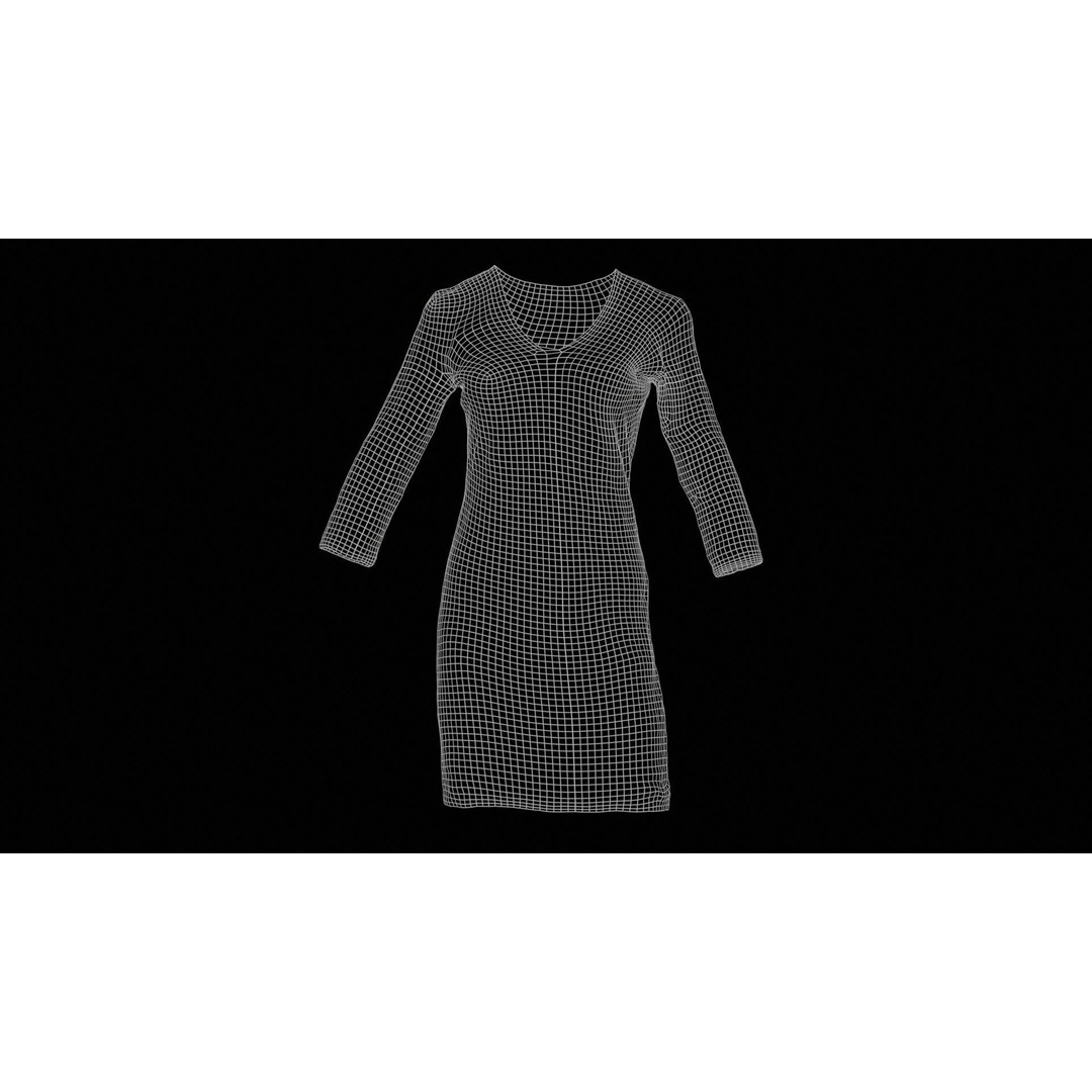 Gradient Pattern Knit Dress 3D Model – Low Poly Game Asset, FBX - View 13