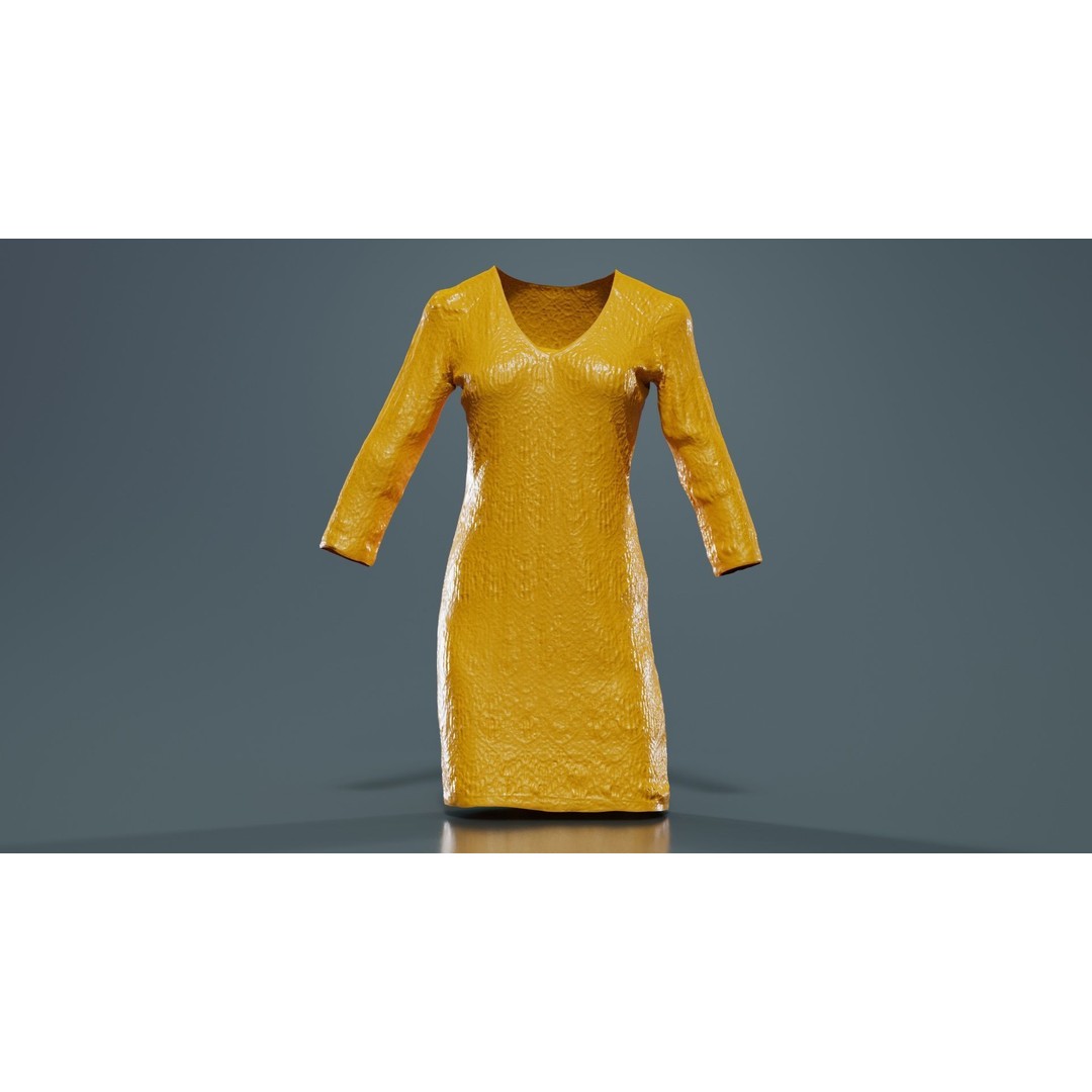 Gradient Pattern Knit Dress 3D Model – Low Poly Game Asset, FBX - View 14