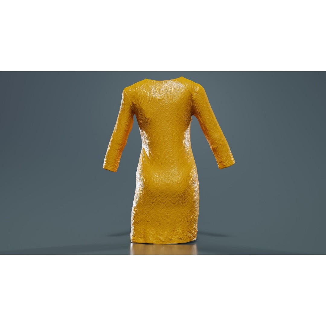 Gradient Pattern Knit Dress 3D Model – Low Poly Game Asset, FBX - View 15