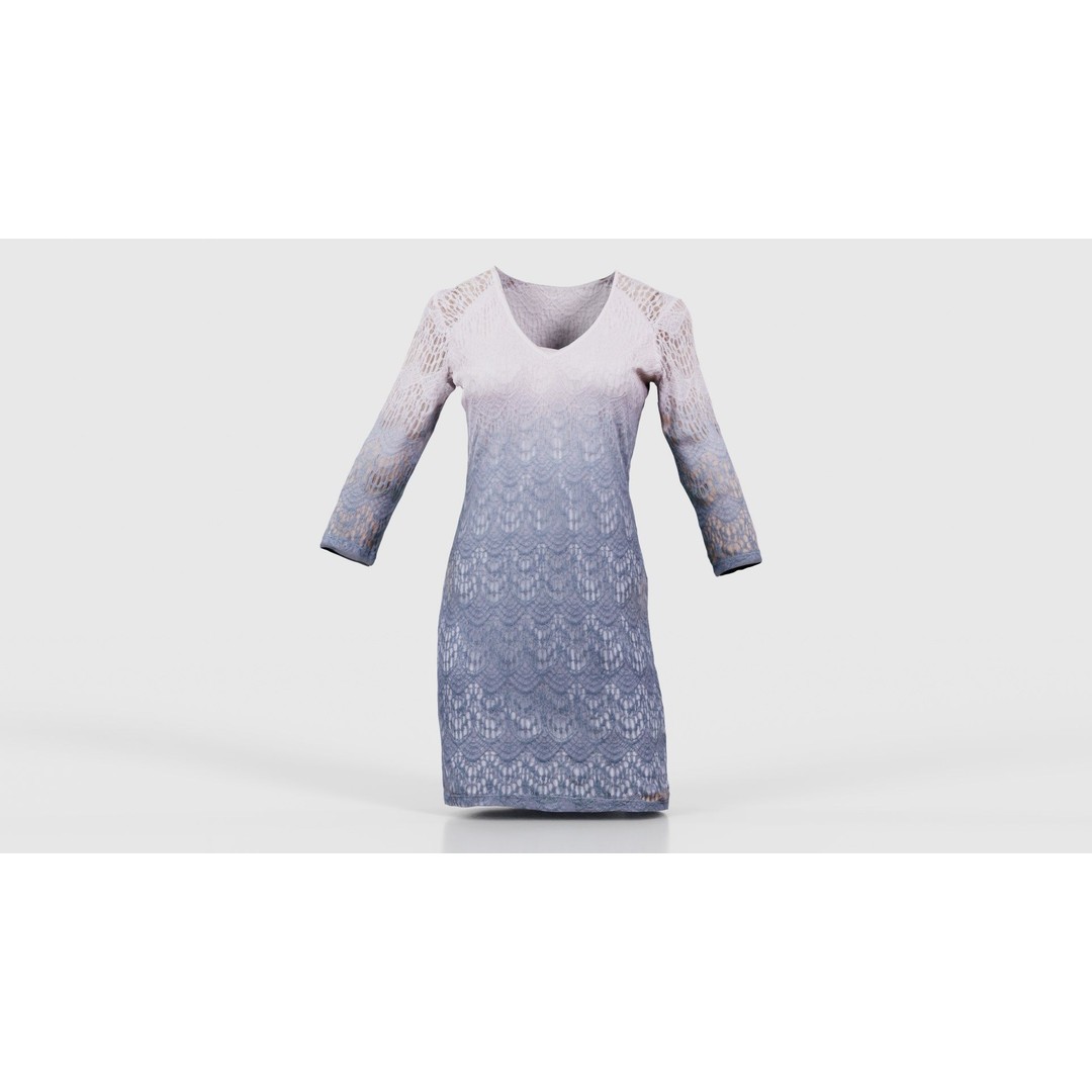 Gradient Pattern Knit Dress 3D Model – Low Poly Game Asset, FBX - View 17