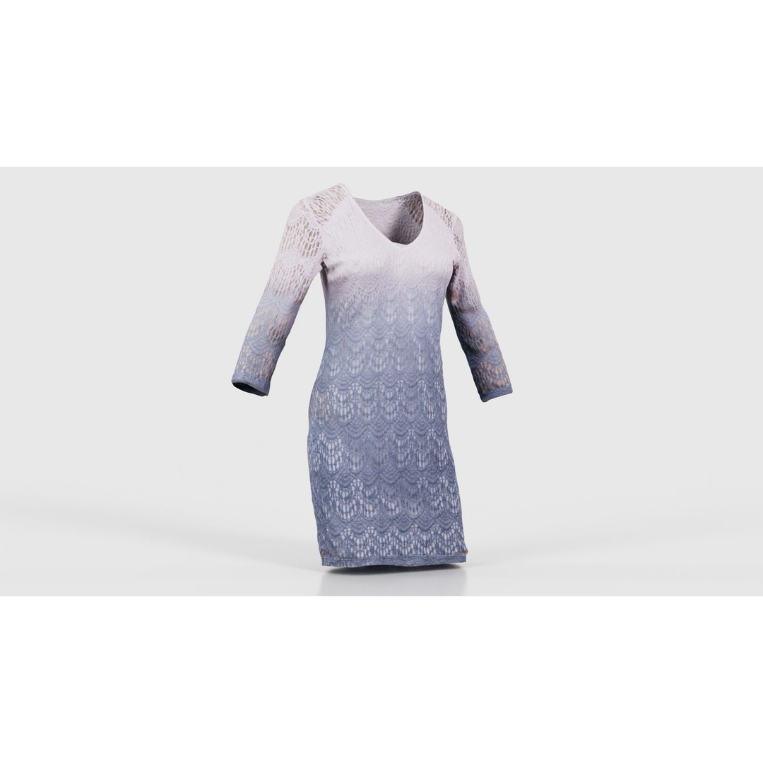 Gradient Pattern Knit Dress 3D Model – Low Poly Game Asset, FBX - View 18