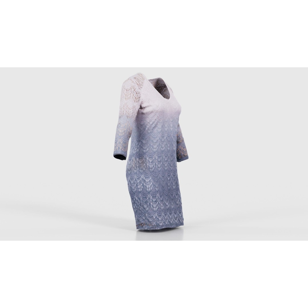 Gradient Pattern Knit Dress 3D Model – Low Poly Game Asset, FBX - View 19