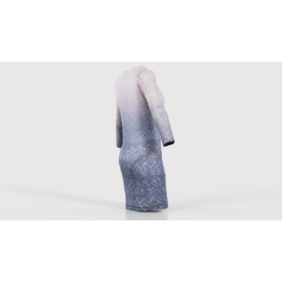 Gradient Pattern Knit Dress 3D Model – Low Poly Game Asset, FBX - View 21