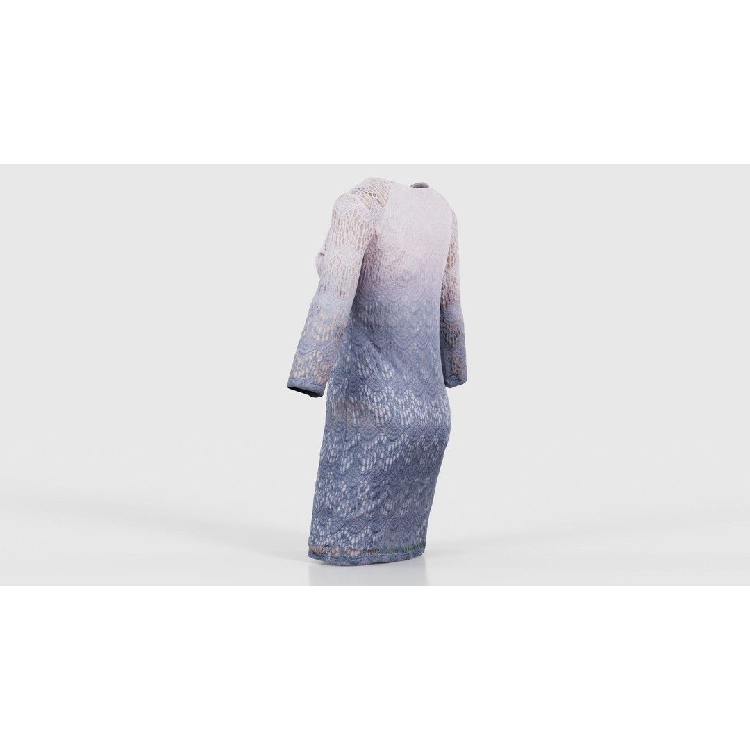 Gradient Pattern Knit Dress 3D Model – Low Poly Game Asset, FBX - View 25