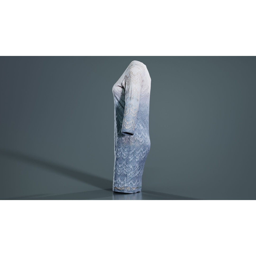 Gradient Pattern Knit Dress 3D Model – Low Poly Game Asset, FBX - View 3