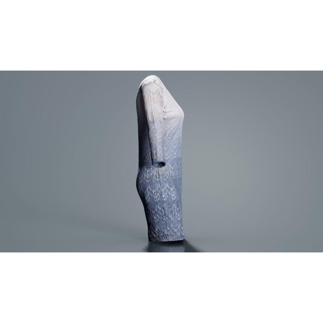 Gradient Pattern Knit Dress 3D Model – Low Poly Game Asset, FBX - View 4