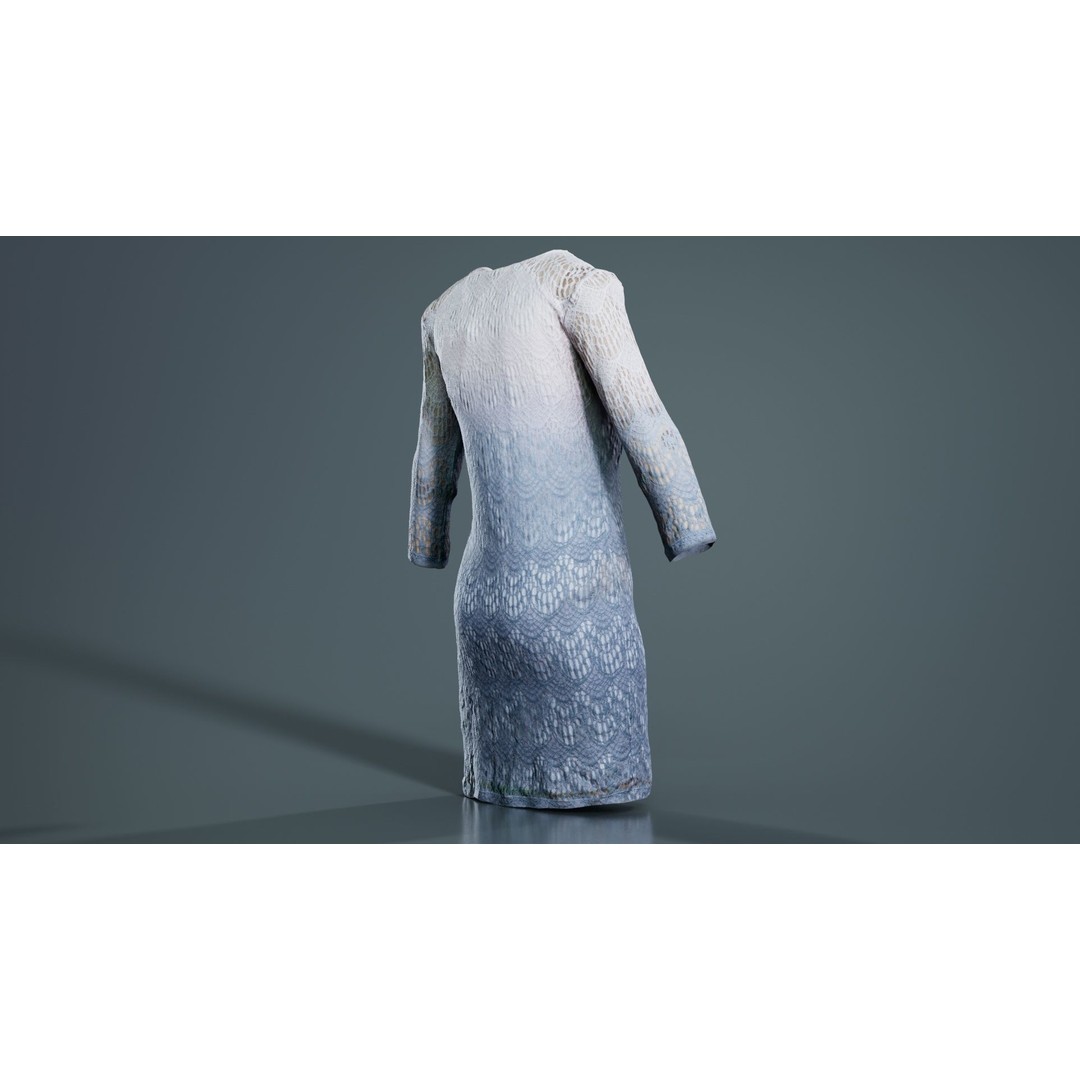 Gradient Pattern Knit Dress 3D Model – Low Poly Game Asset, FBX - View 5