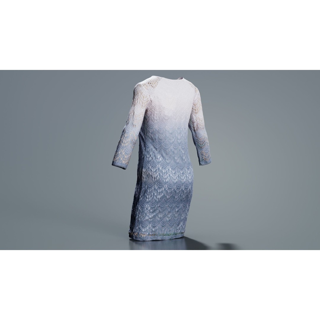 Gradient Pattern Knit Dress 3D Model – Low Poly Game Asset, FBX - View 6