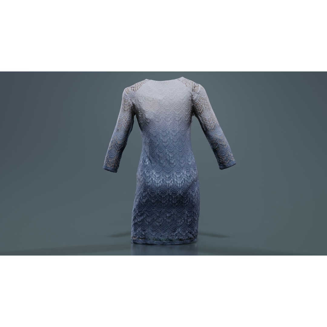 Gradient Pattern Knit Dress 3D Model – Low Poly Game Asset, FBX - View 8