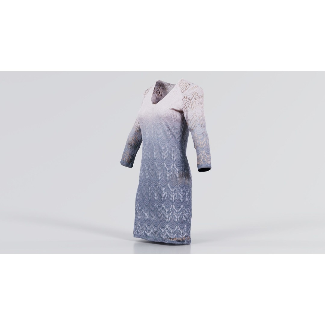 Gradient Pattern Knit Dress 3D Model – Low Poly Game Asset, FBX - View 9