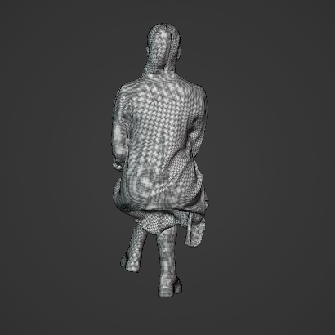 Casual Woman Sitting 3D Model – Low Poly Photogrammetry Scan, FBX, OBJ