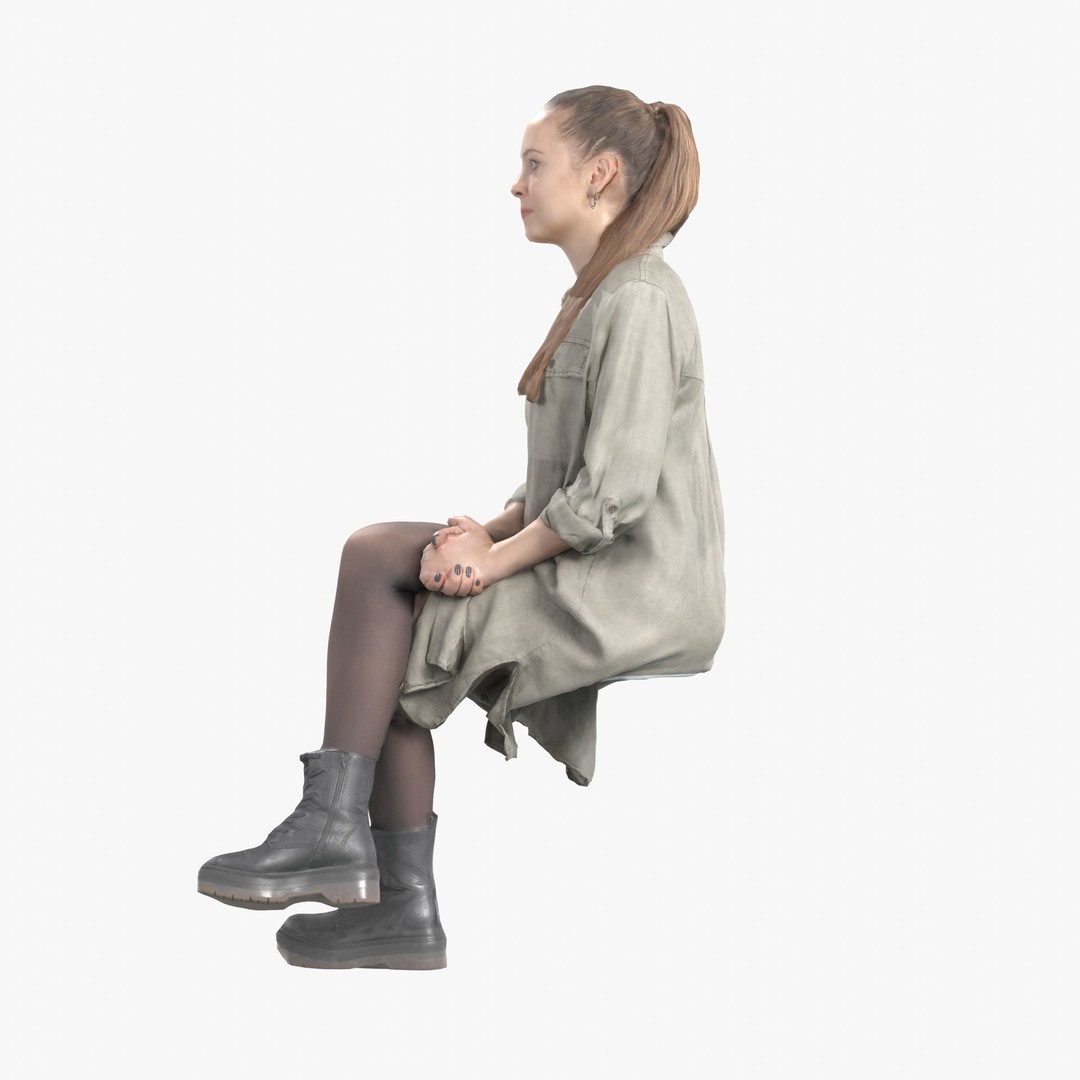 Casual Woman Sitting 3D Model – Low Poly Photogrammetry Scan, FBX, OBJ - View 10