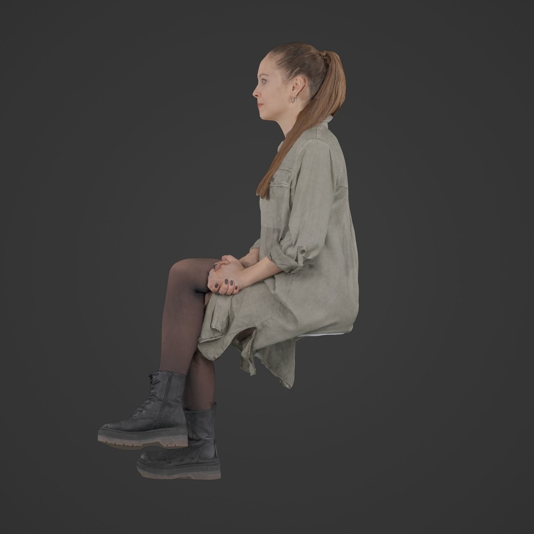 Casual Woman Sitting 3D Model – Low Poly Photogrammetry Scan, FBX, OBJ - View 11
