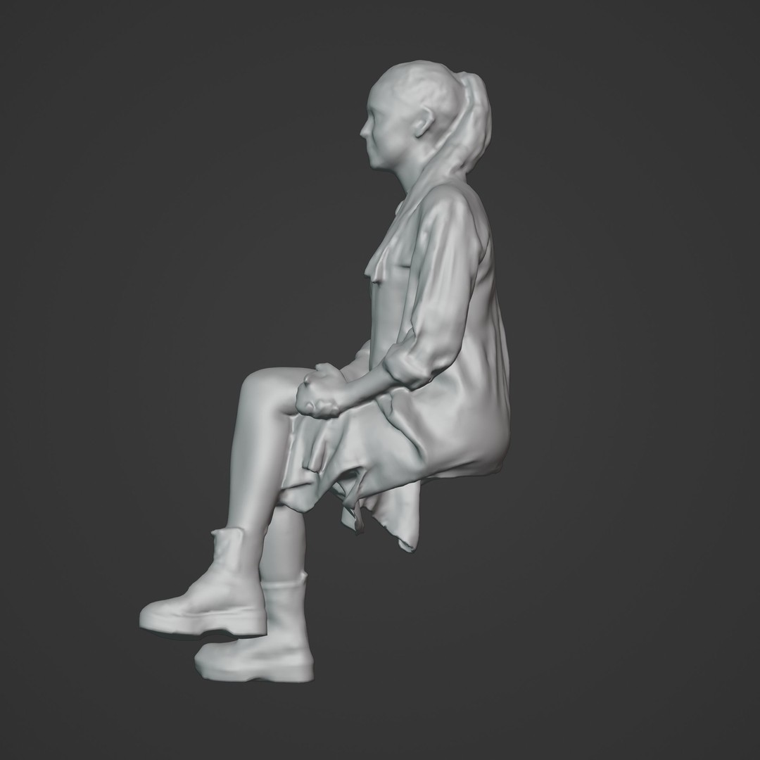 Casual Woman Sitting 3D Model – Low Poly Photogrammetry Scan, FBX, OBJ - View 12