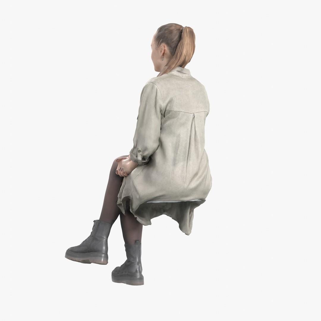 Casual Woman Sitting 3D Model – Low Poly Photogrammetry Scan, FBX, OBJ - View 14
