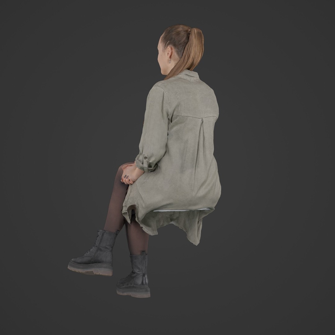 Casual Woman Sitting 3D Model – Low Poly Photogrammetry Scan, FBX, OBJ - View 15