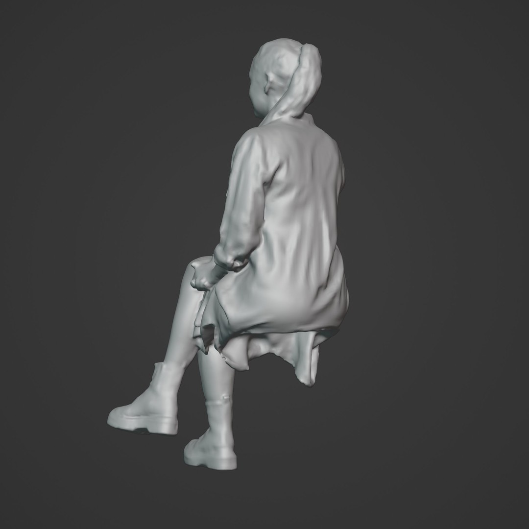 Casual Woman Sitting 3D Model – Low Poly Photogrammetry Scan, FBX, OBJ - View 16