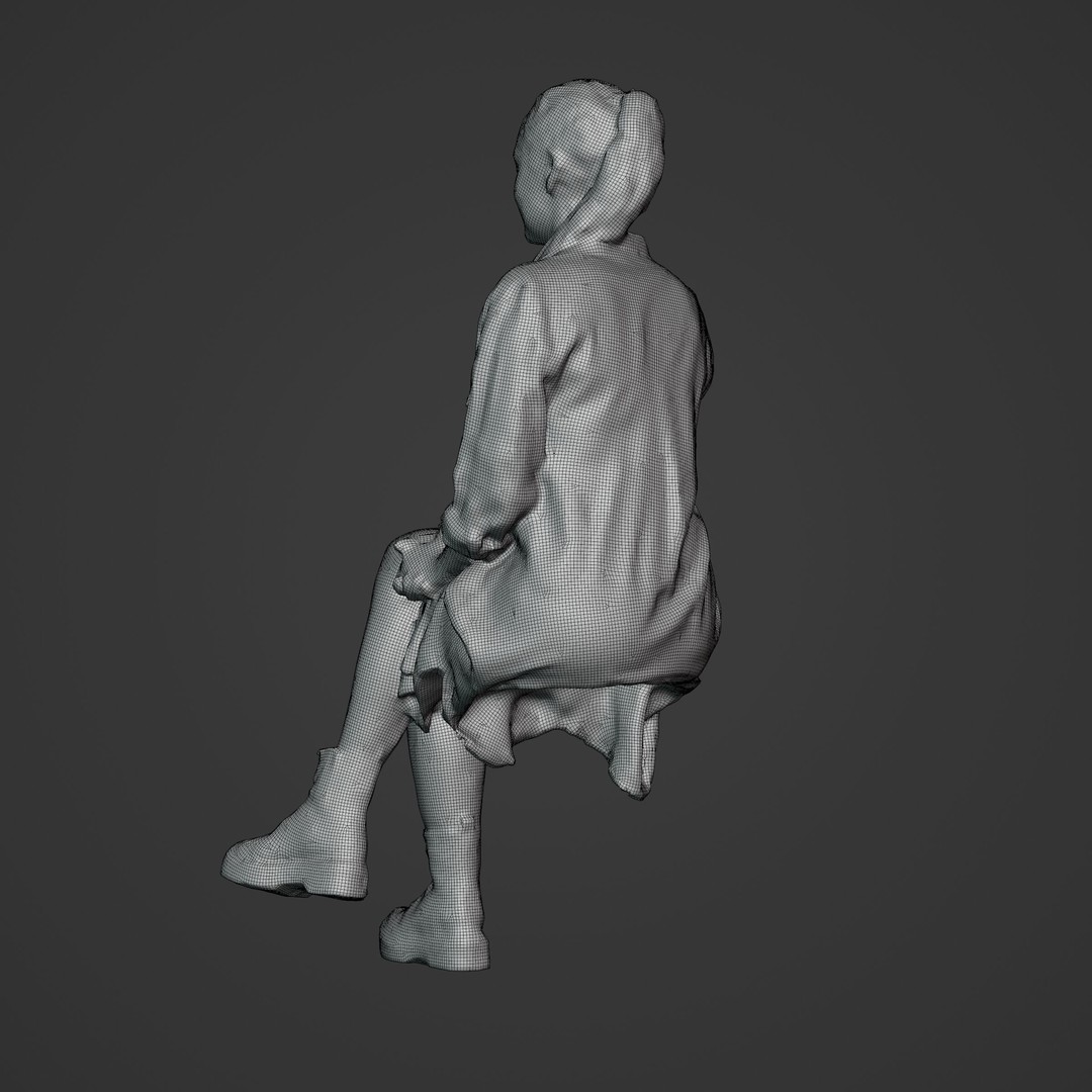 Casual Woman Sitting 3D Model – Low Poly Photogrammetry Scan, FBX, OBJ - View 17