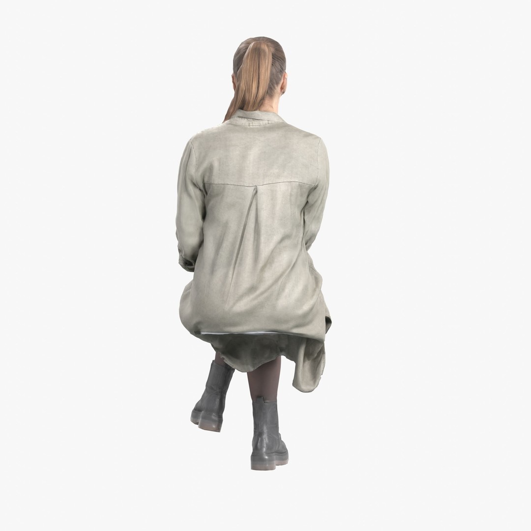 Casual Woman Sitting 3D Model – Low Poly Photogrammetry Scan, FBX, OBJ - View 18