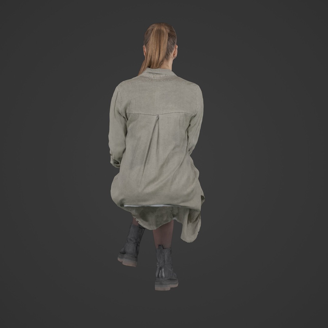 Casual Woman Sitting 3D Model – Low Poly Photogrammetry Scan, FBX, OBJ - View 19