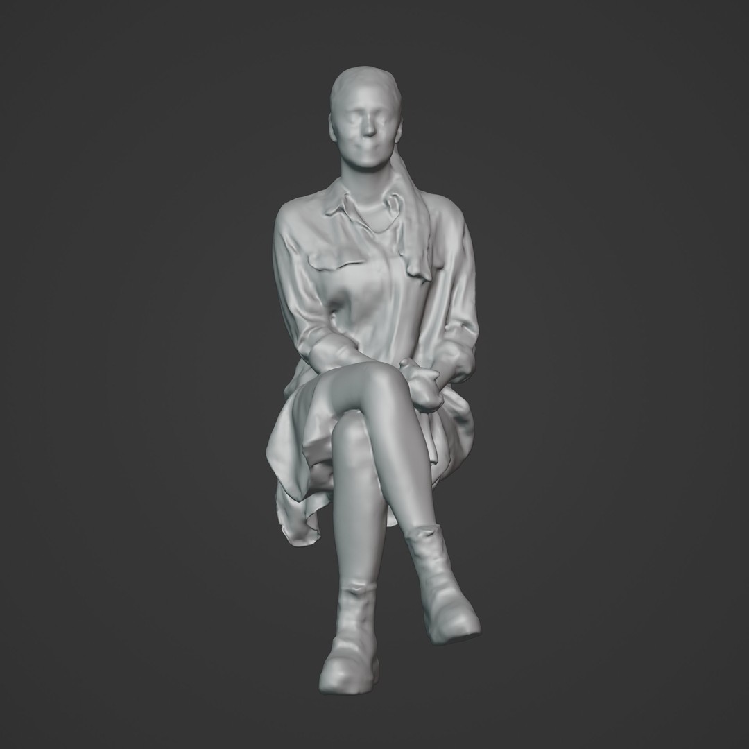 Casual Woman Sitting 3D Model – Low Poly Photogrammetry Scan, FBX, OBJ - View 4