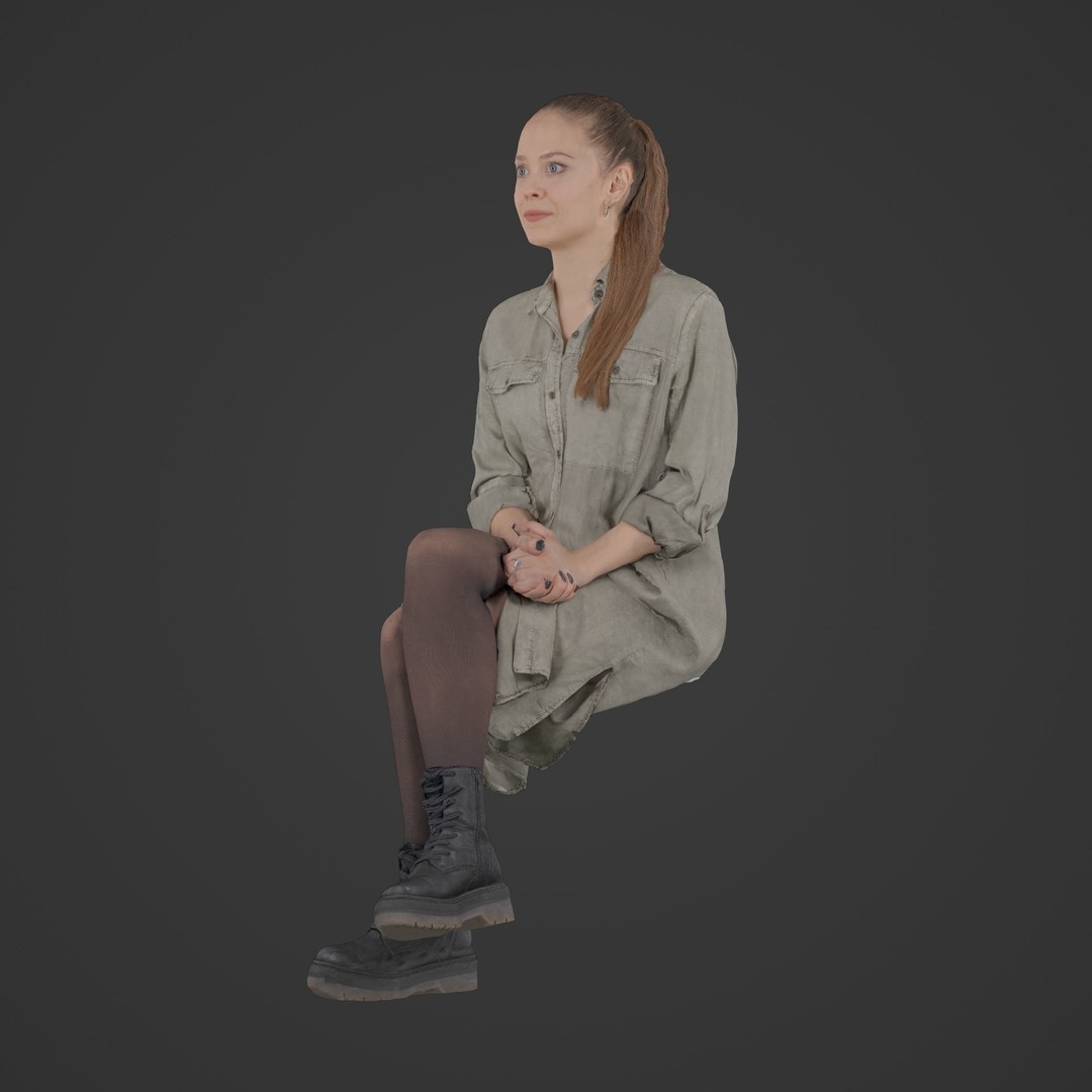 Casual Woman Sitting 3D Model – Low Poly Photogrammetry Scan, FBX, OBJ - View 7