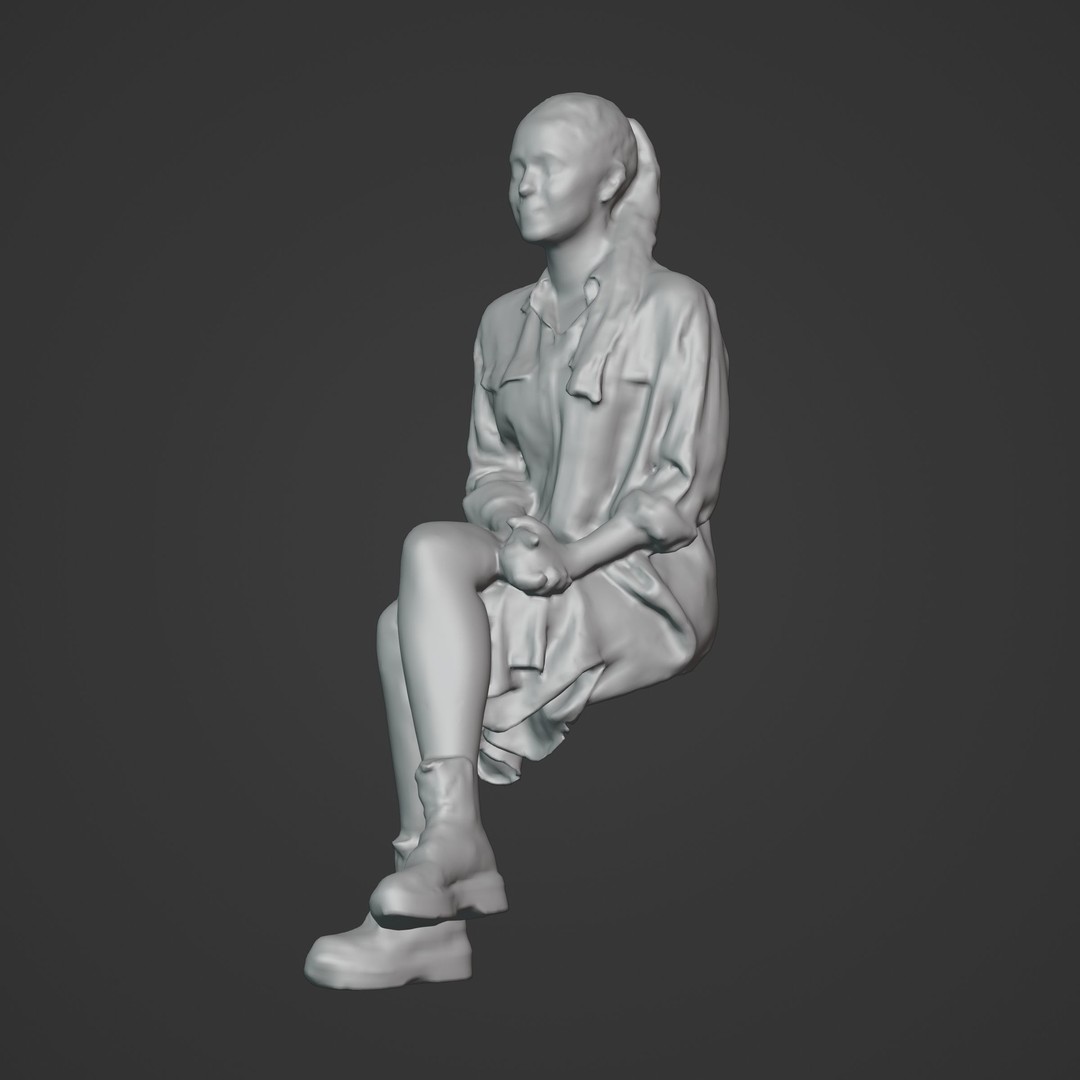 Casual Woman Sitting 3D Model – Low Poly Photogrammetry Scan, FBX, OBJ - View 8