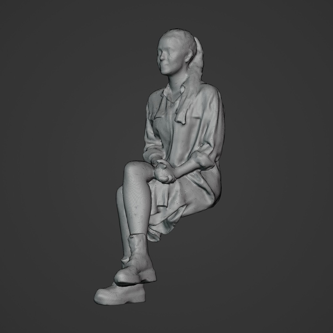 Casual Woman Sitting 3D Model – Low Poly Photogrammetry Scan, FBX, OBJ - View 9